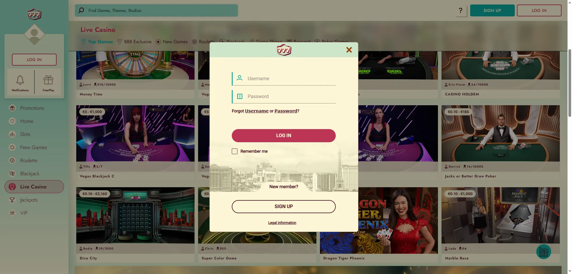 777 Casino login and sign up process on desktop and mobile